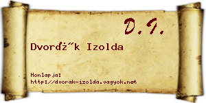 Dvorák Izolda névjegykártya